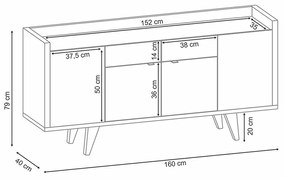 Buffet Balcão Decorativo Albani Sala de Jantar Off White/Cinamomo G26 - Gran Belo