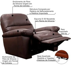 Poltrona do Papai Reclinável Elétrica Armênia Power Touch Couro Capucino G40 - Gran Belo