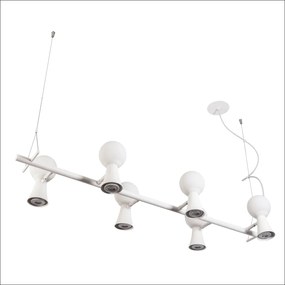 Pendente Dirham 114X32,4X18,6Cm 6Xg9 + 6Xmr16 Alumínio E Globo Ø10Cm |... (MR-T - Marrom Texturizado, TRANSPARENTE)