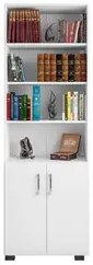 Estante Livreiro 2 Portas Pequenas 6 Prateleiras Office Branco White