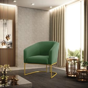 Poltrona Decorativa Industrial Dourado kit 2 Stella Suede D03 - D'Rossi - Verde