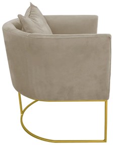 Poltrona Paola Suede Base Metálica Dourado D03 - D'Rossi Bege - Marrom Rato