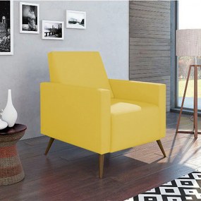 Poltrona Decorativa Amamentação Gabi Pé Palito Suede Amarelo