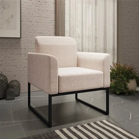 Poltrona Base Industrial Preto Marisa Linho D03 - DRossi - A27 Areia