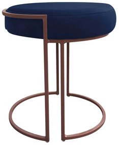 Puff Redondo Base Industrial Cobre Kit 2 Love Suede D03 - D'Rossi - Azul Marinho