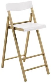 Banqueta Dobrável Alta com Encosto Tramontina Potenza Branca Madeira Tauari Natural