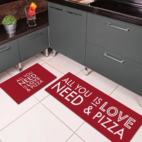 Jogo de Tapete de Cozinha, Love Pizza - 2 Pças