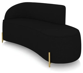 Sofá 3 Lugares Orgânico 180cm Pé Dourado Morgan Linho D03 - D'Rossi - Preto