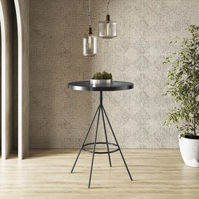 Mesa Bistrô Alta Redonda Cozinha Industrial Pé Aço Dhalia PU S02 - D'Rossi - Preto