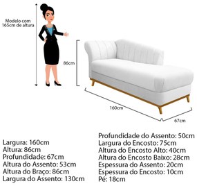 Recamier Vanessa 160cm Lado Direito Suede Branco - ADJ Decor