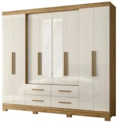 Guarda Roupa Casal 237cm Com Espelho Archi Freijó/Off Z17 - Mpozena