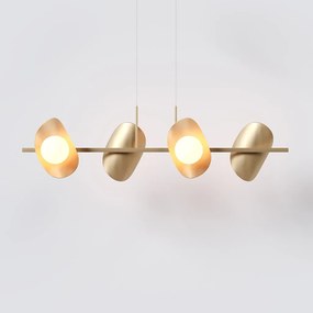 Pendente Calandra Linear 27X21X95Cm Alumínio E Globo Ø10Cm Fosco 4Xg9... (CHAMPANHE, FOSCO)