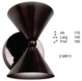 Arandela Time Cone Aluminio Fixo Duplo 16X14X17Cm 2Xmr11 - Old Artisan... (PRETO)