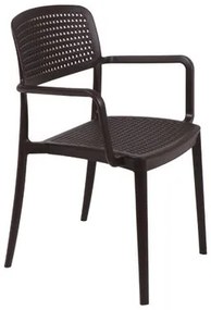 Cadeira Tramontina Serena com Braços Marrom Empilhável em Polipropileno com Proteção Antimicrobiana