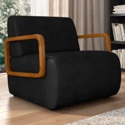 Poltrona Decorativa Orgânica para Sala Belarus Z08 Sintético Preto - M