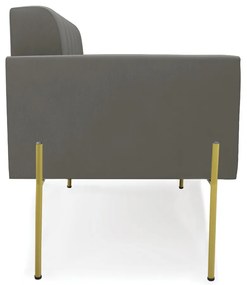 Sofá Namoradeira 2 Lugares Pé de Ferro Dourado Elisa Suede D03 - D'Rossi - Grafite