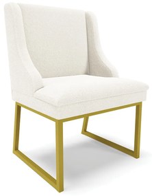 Cadeira Sala de Jantar Industrial Dourado Liz Bouclê D03 - D'Rossi - Off White