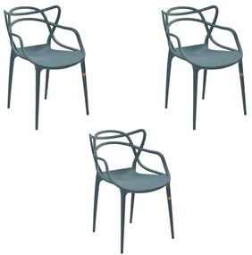 Kit 3 Cadeiras Decorativas Sala e Cozinha Feliti (PP) Verde Petróleo G56 - Gran Belo