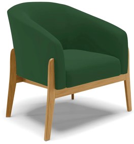 Poltrona Stella Veludo Base Madeira Castanho D03 - D'Rossi - Verde