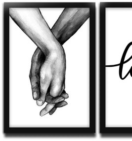 Kit 03 Quadros Decorativos "Mãos Dadas" 43x33 cm - D'Rossi