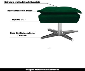 Puff Decorativo Base Giratória Cromada Charger Suede Verde G19 - Gran Belo