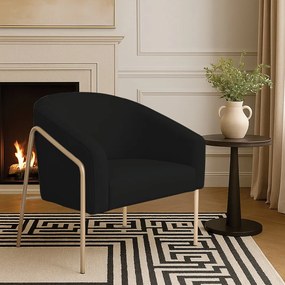 Poltrona Sala Industrial Alta Champanhe Stella Linho D03 - D'Rossi - Preto