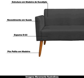 Poltrona Namoradeira Decorativa Isabella Pés Palito Madeira Suede Preto G19 - Gran Belo