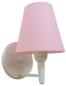 Arandela Cone Md-2004 Base Branco Cúpula em Tecido 14/14x07cm Rosa Bebê -Tela - Bivolt