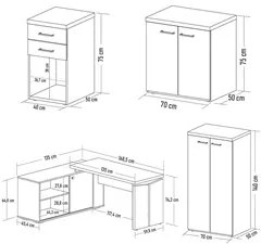 Conjunto Escritório Home Office 4 Peças Sharp A06 Olmo/Branco - Mpozen