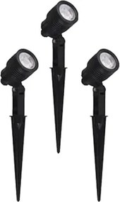 Kit 3 Espetos Abs Preto Fosco LED 6W IP65 360lm
