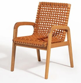 Cadeira Trama Com Braço Corda Ocre Stain Jatobá - 78568 Sun House