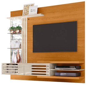 Painel TV 55 Pol 182cm Bancada Suspensa para Sala Romelli M20 - D'Rossi - Cinamomo e Off White