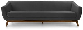 Sofá 3 Lugares Odeon D07 230cm Base Madeira Veludo Cinza - D'Rossi