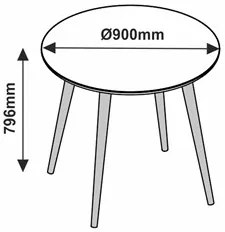 Mesa De Jantar Redonda 90cm 4 Lugares Veneza C14 Off White - Mpozenato