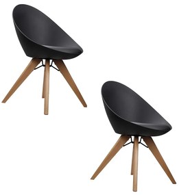 Cadeira para Sala Base Giratória de Madeira Kit 2 Elen Preto R02 - D'Rossi