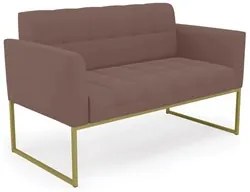 Sofá Namoradeira e 1 Poltrona Base Industrial Dourado Ana Veludo Rosê