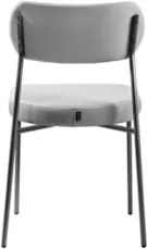 Cadeira Jantar Estofada Pé Metal Preto Kit 2 Lavy Linho Cinza S08 - Mp