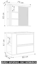 Gabinete Banheiro com Lavatório e Espelheira Zeus Branco F10 - Mpozena