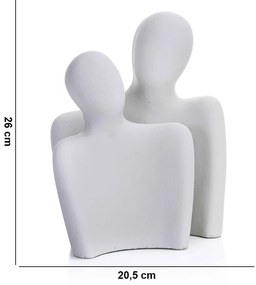 Kit 2 Esculturas Decorativas Pessoas Em Cimento Cinza 26 Cm - D'Rossi