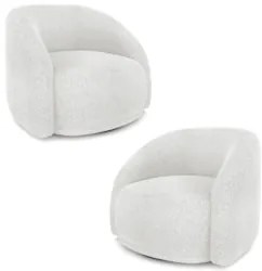 Poltrona Decorativa Orgânica Giratória Kit 2 Lya Z32 Boucle Branco - M