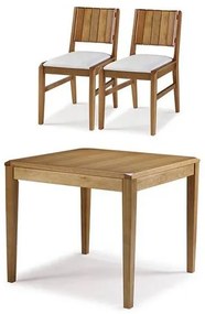 Conjunto Salvador Mesa Jantar 90cm Tampo Madeira + 2 Cadeiras Assento Estofado - 60514 Sun House