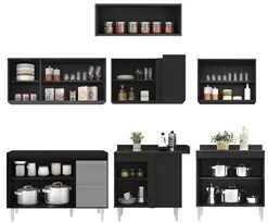 Armário de Cozinha Modulado de Canto 7 Peças CP19 Balcão sem Tampo Pre