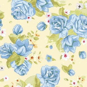 Papel de Parede Floral Amarelo e Azul