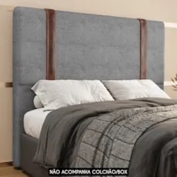 Cabeceira Cama Box Solteiro 90cm Estofada Glory Boucle Cinza Z04 - Mpo