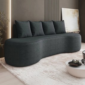 Sofá 3 Lugares Orgânico 210cm com Almofadas Benin Bouclê B03 - D'Rossi - Preto