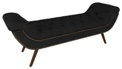 Puff Recamier Calçadeira 195cm Pés Palito Madeira Vêneto Z37 Veludo Pr
