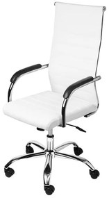 Cadeira Office Light Alta Courino Branco com Base Rodizio Cromada - 66387 Sun House