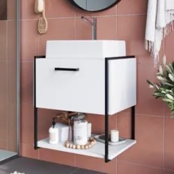 Gabinete de Banheiro Suspenso 50cm com Cuba Moly Branco Z54 - Mpozenat