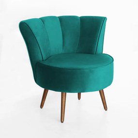 Poltrona Pérola Decorativa Pés Palito Veludo Azul Tiffany