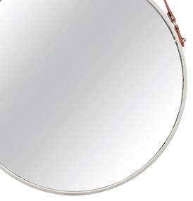 Espelho Adnet Off White com Alça de Couro Marrom 75,5x45,5 cm - D'Rossi